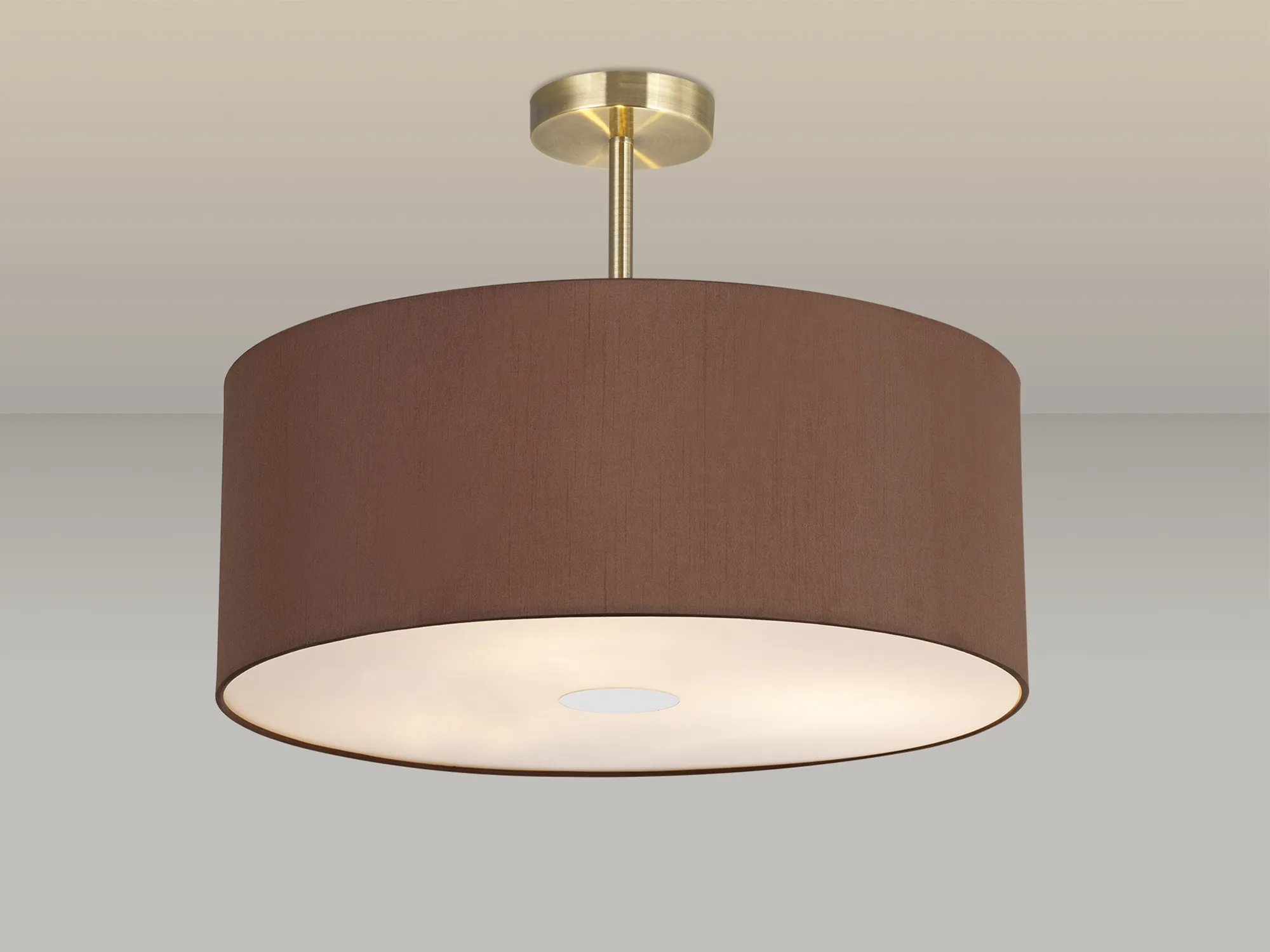 Baymont 50cm Semi Flush 3 Light Antique Brass, Raw Cocoa/Grecian Bronze, Frosted Diffuser DK0384  Deco Baymont AB RC